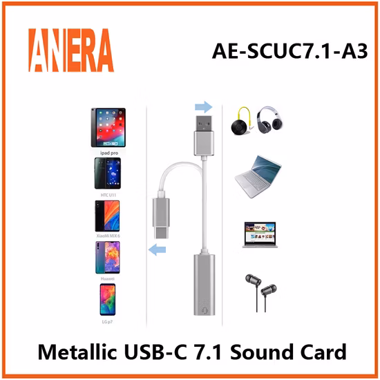 Лидер продаж, внешний аудиоадаптер из алюминиевого сплава, звуковая карта USB C Typec со стереофоническим виртуальным каналом 7.1 с кнопкой